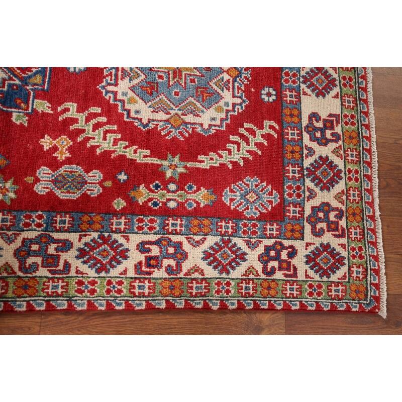 Red Kazak Oriental Accent Rug Handmade Wool Carpet - 3'2" x 5'6"