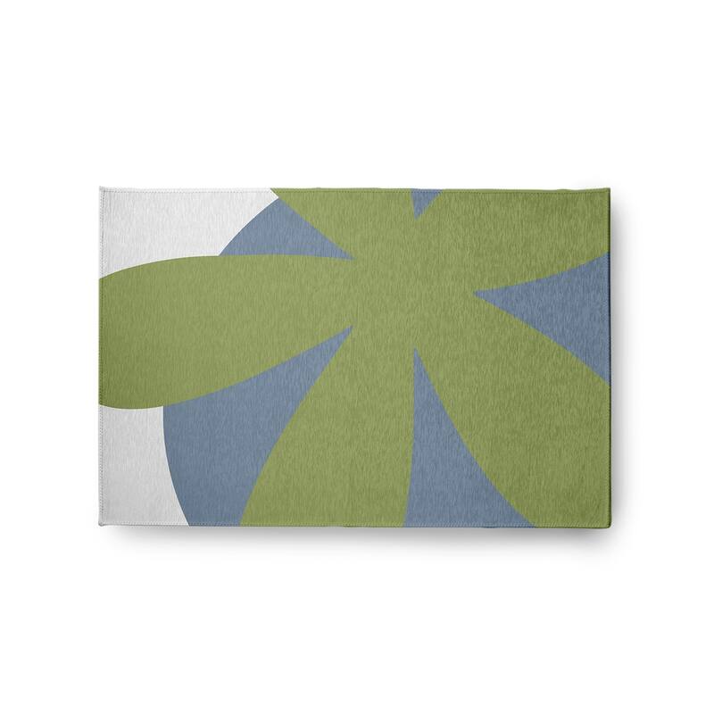 Bold Flower Modern & Contemporary Chenille Area Rug - Apple Green - 24" 36"