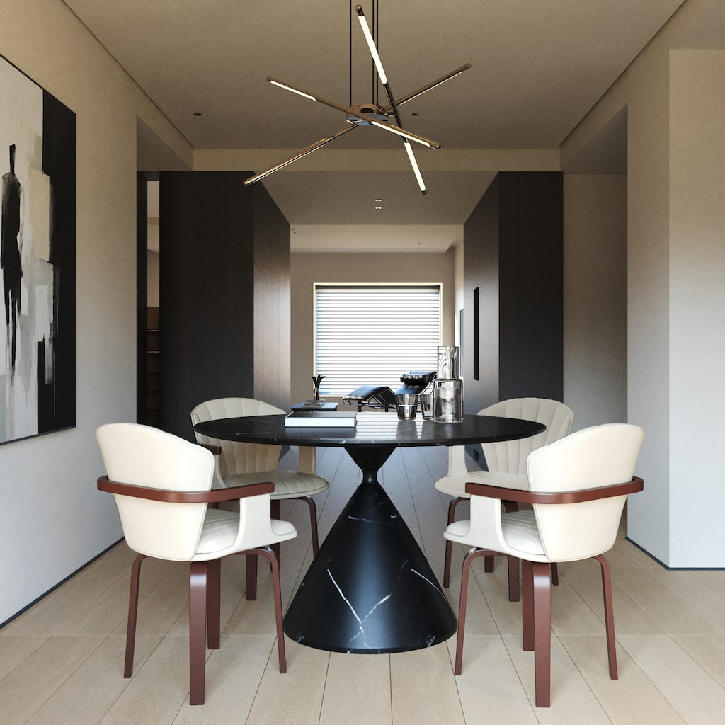 Mid-Century Modern Bentwood Swivel Dining Chairs (Set of 2) - Heat-Pressed PU Leather Accent Chairs in White & Black