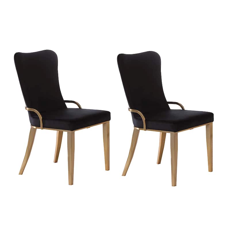 Somette Ridley Black Side Chair with Golden Legs, Set of 2