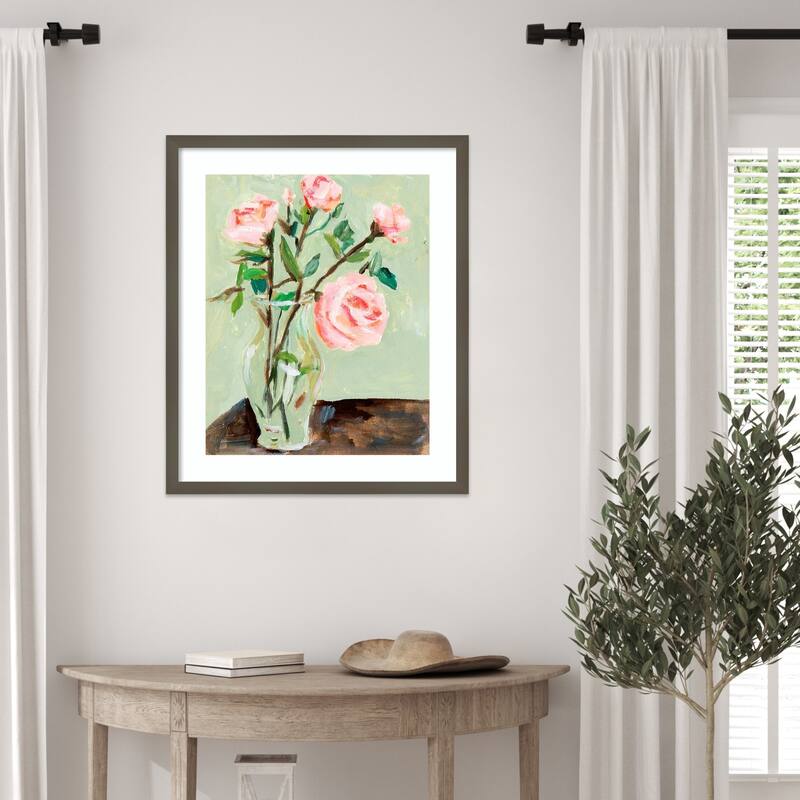 Tender Still Floral No. 2 by Melissa Wang Wood Framed Wall Art Print - Svelte Clay Grey