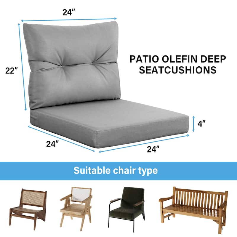 WINSOON 24x24 Inch Outdoor Deep Seat Cushion Set,Waterproof and Resistant