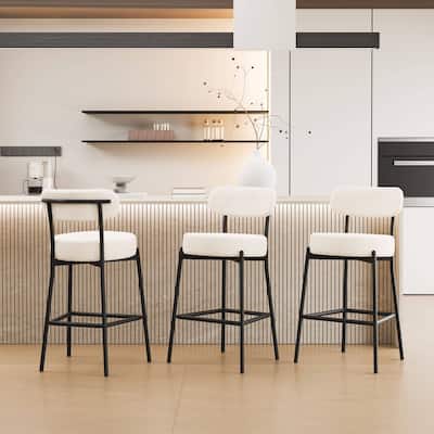 XINMICS 27 Inches Boucle Counter Height Bar Stools with Back