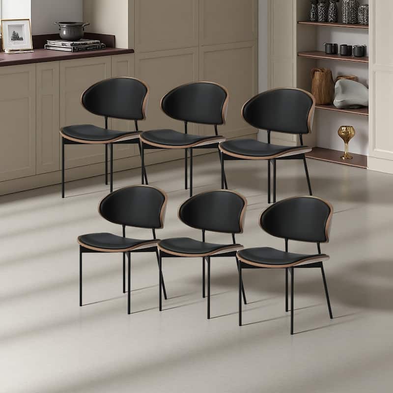 Modern Brown Not Assembled Need Dining Chairs ,curved Back Leather Kitchen Chairs for Dining Room
