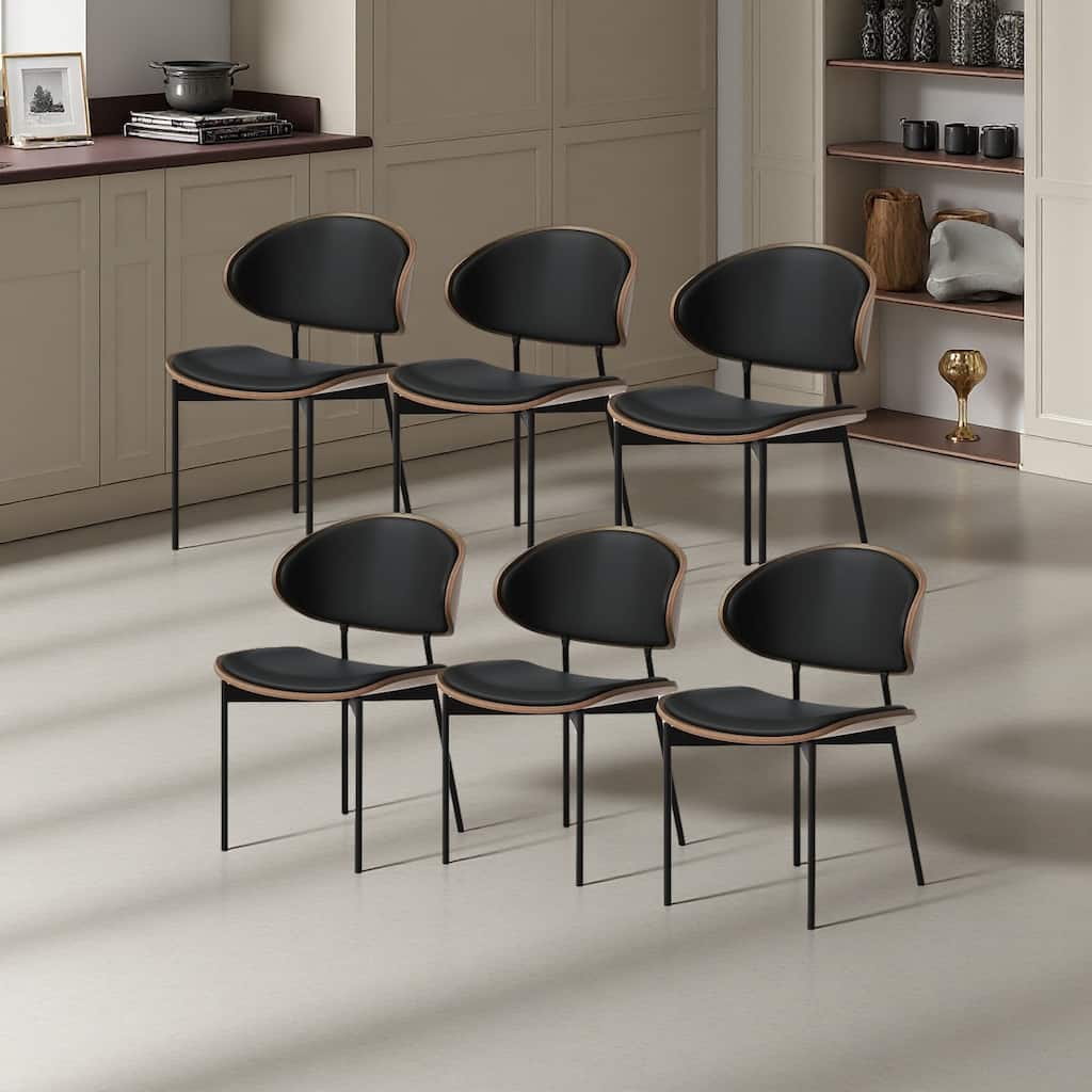 Modern Brown Not Assembled Need Dining Chairs ,curved Back Leather Kitchen Chairs for Dining Room
