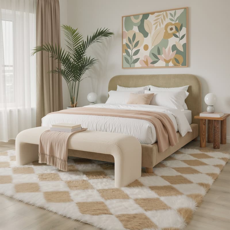 Mcow Diamond Check Collection High-Pile Machine-Washable Area Rug