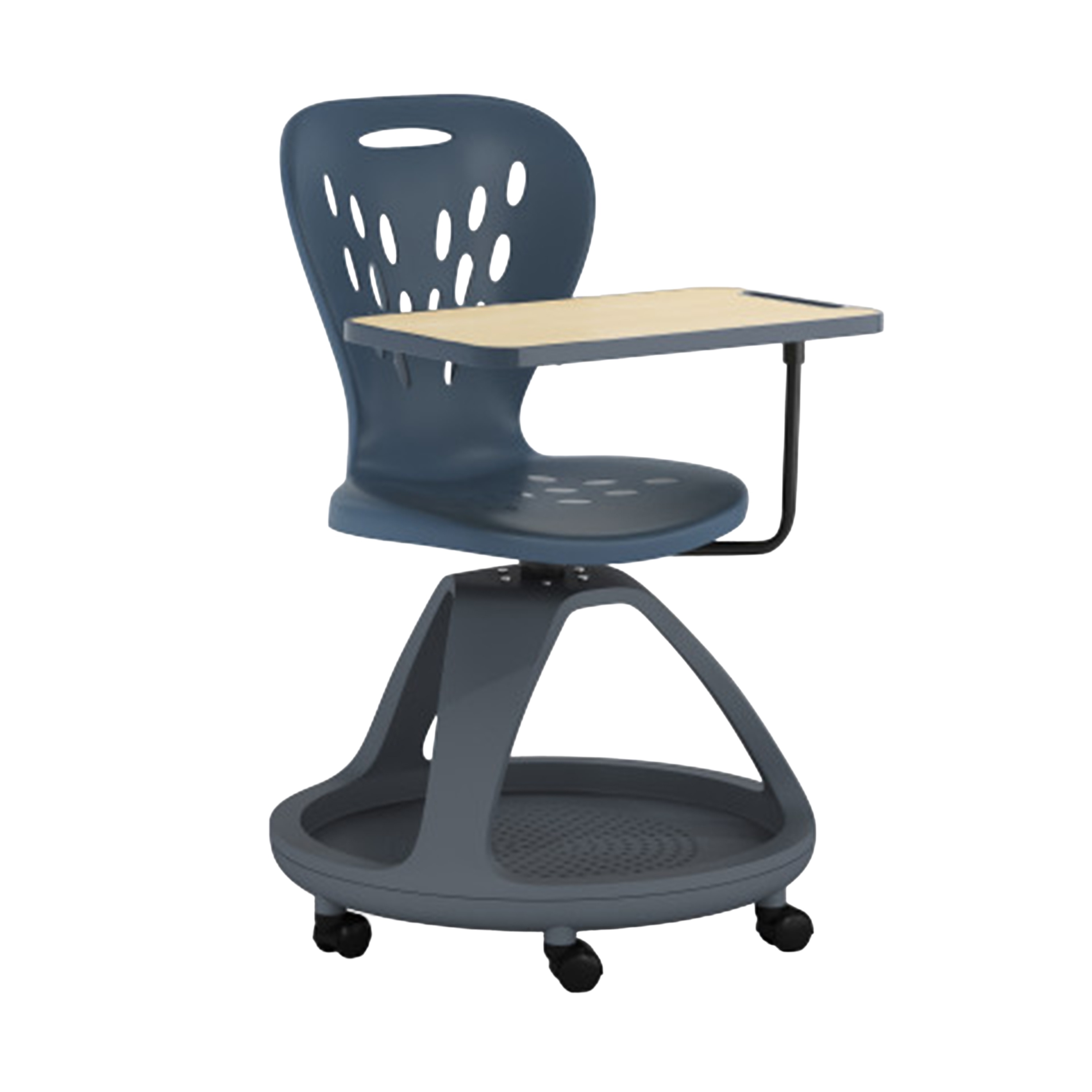 Mobile Desk Chair - 360-deg Tablet Rotation and Storage Cubby