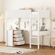preview thumbnail 16 of 84, Modern Teddy Fleece Loft Bed with Storage Shelf, Drawers & Desk, Multi-Functional Wood Loft Bed Frame w/Soft Padding
