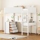 preview thumbnail 81 of 93, Teddy Fleece Loft Bed with Foldable Study Table, 4 Storage Drawers and Shelves Wood High LoftBed Frame for Bedroom