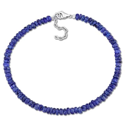 Miadora 11 1/2ct TGW Fancy Blue Sapphire Beaded Bracelet in Sterling Silver Clasp-725+1 in