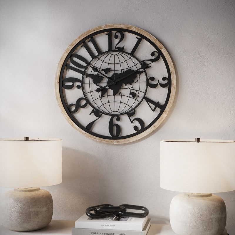 Elandra Modern Contemporary Global Wall Clock - 23.75"H x 23.75"W x 1"D