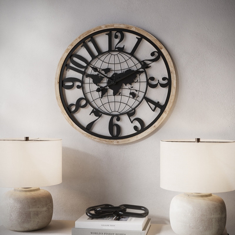 Elandra Modern Contemporary Global Wall Clock - 23.75"H x 23.75"W x 1"D