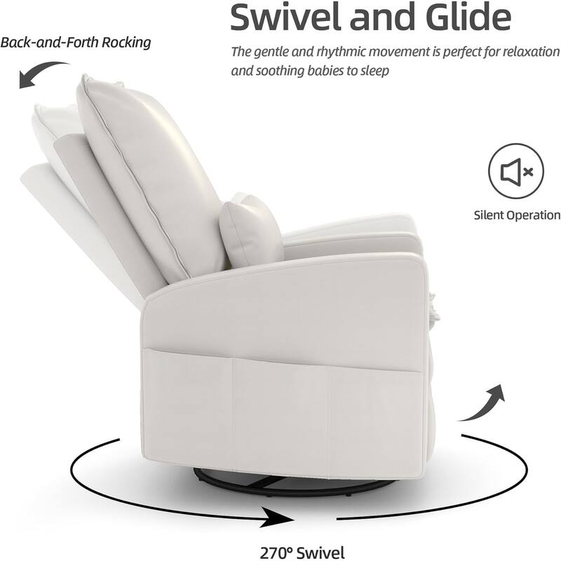 AECOJOY Power Swivel Rocker Recliner Chair Nursery Glider Chair Single Sofa