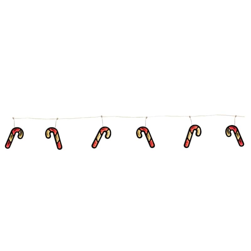 LED Lighted Candy Cane Garland Christmas Infinity Mirror - 74.5"