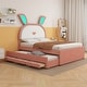 preview thumbnail 25 of 46, Upholstered platform bed with headboard with shelves and drawers Pink - Full