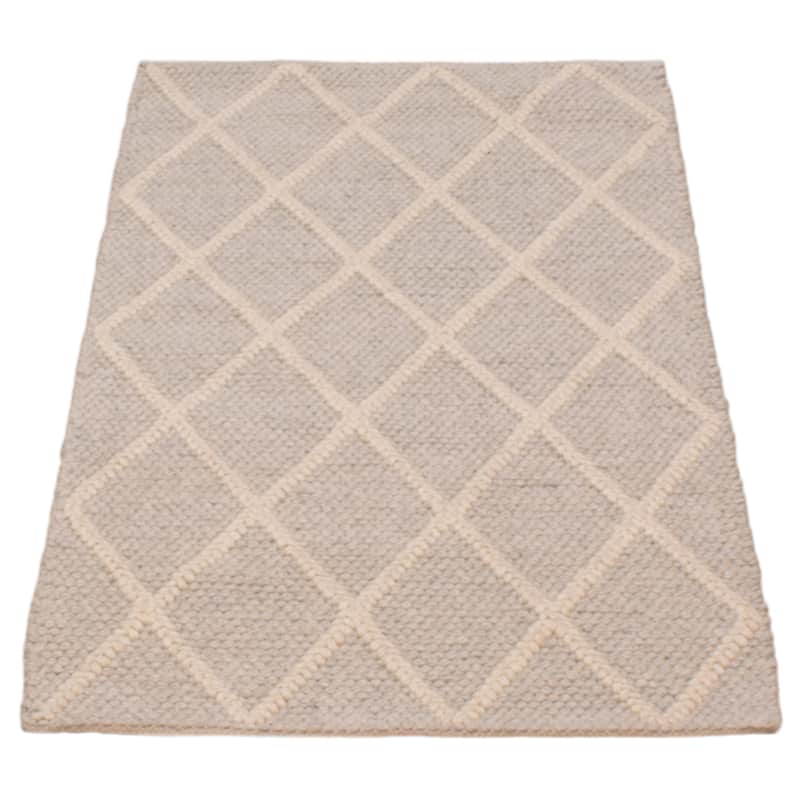 ECARPETGALLERY Braid weave Sienna Grey Wool Rug - 3' 2" x 5' 3"