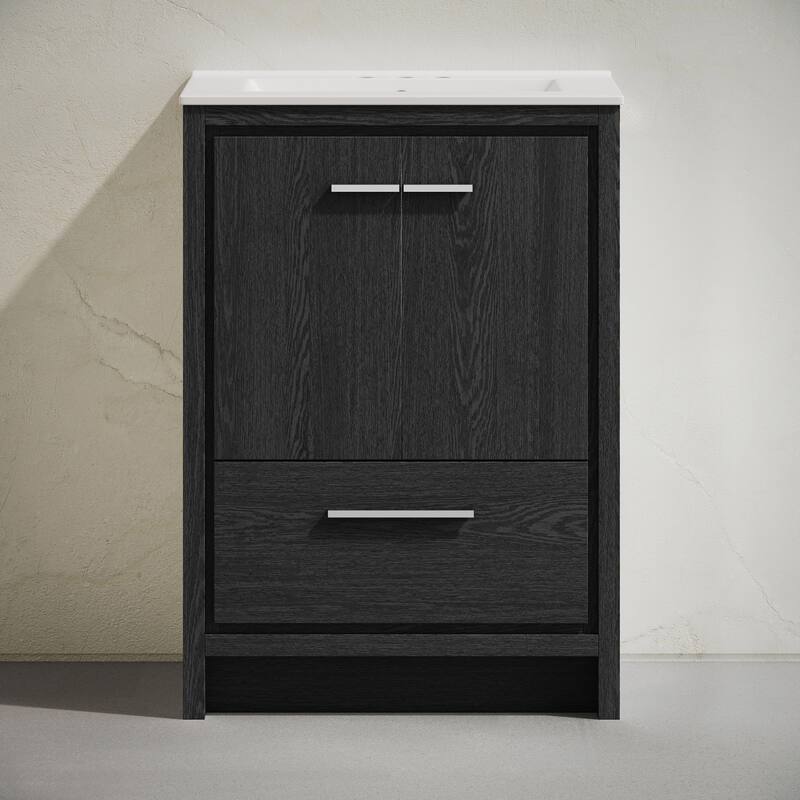 Virage 24" Freestanding Bathroom Vanity In Black Oak With 3-Hole Centerset Sink Top - 24