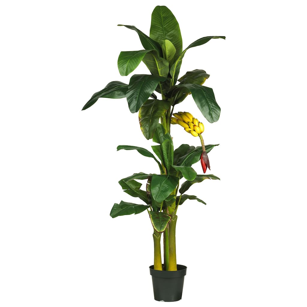 Banana Silk Tree 6Ft, Faux Banana Tree, Tropical Home Decor, Realistic Artificial Tree, Indoor Outdoor Plants - 6ft.