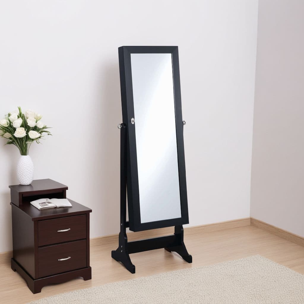 Beautiful Wooden Jewelry Cheval Mirror, Black