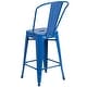preview thumbnail 41 of 97, 24'' High Metal Indoor-Outdoor Counter Height Stool with Back