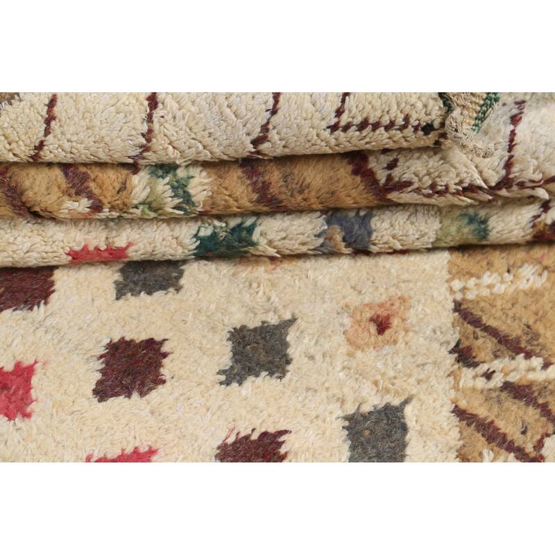 Geometric Oriental Moroccan Wool Area Rug Hand-knotted Tribal Carpet - 5'11" x 9'1"