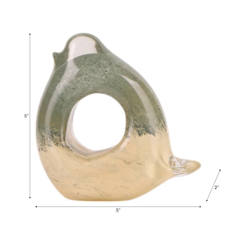 Artistic Glass Bird Statue with Hollow Center - Green