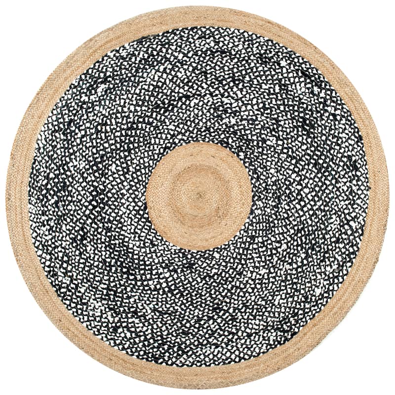 Nuloom Geometric Casual Natural Fiber Jute And Cotton Token Area Rug