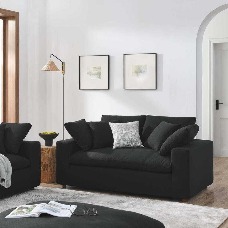 Commix Down Filled Overstuffed Loveseat - N/A - Black