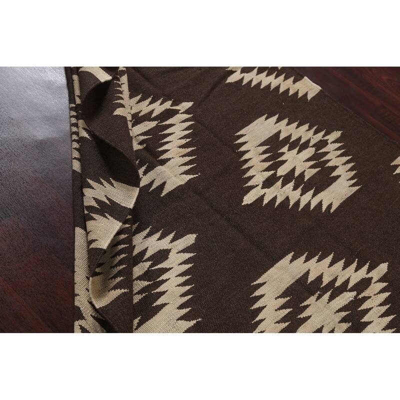 Natural Dye Kilim Tribal Geometric Oriental Wool Area Rug Hand-woven - 4'6" x 6'8"