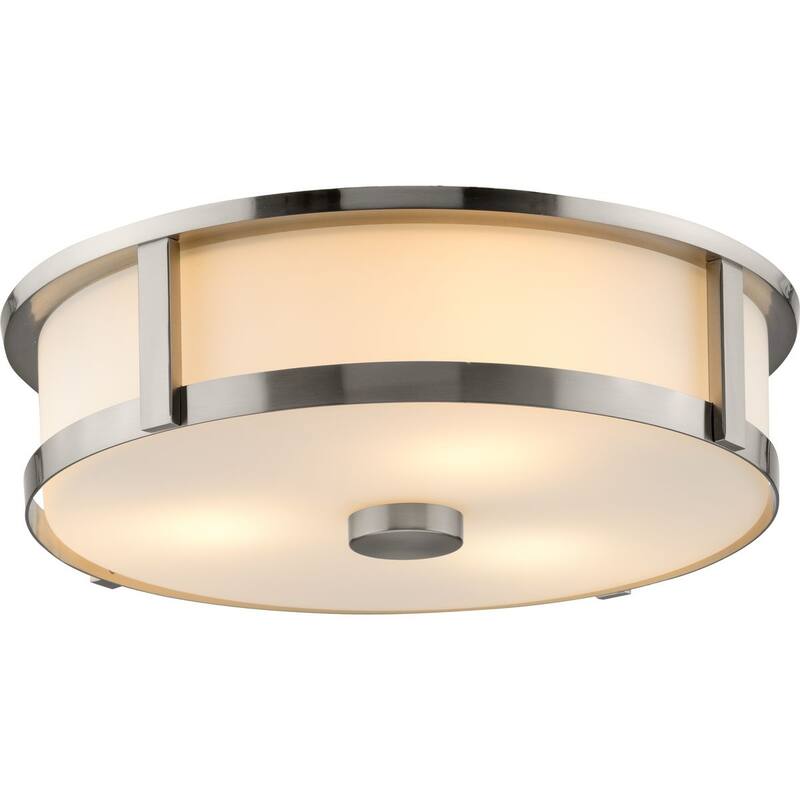 Gilliam Collection Three-Light Brushed Nickel New Traditional Flush Mount - 16.12 in x 16.12 in x 4.37 in