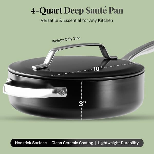slide 2 of 5, Gotham Steel Modern 4 Qt Ceramic Nonstick Saute Pan with Lid Black