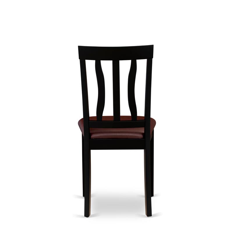 East West Furniture Dining Table Set- A Round Kitchen Table and Dining Chairs, Black & Cherry (Pieces & Seat Type Options)