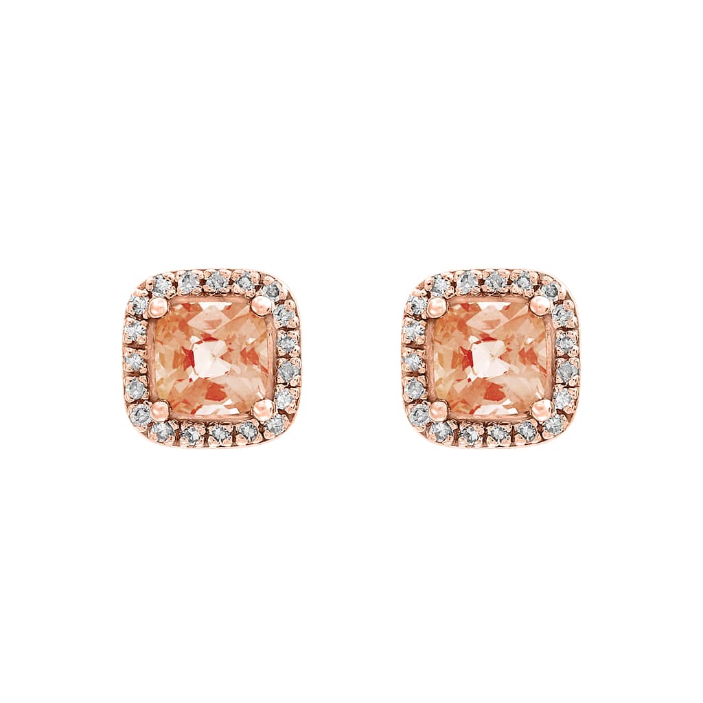 EFFY 14K Rose Gold Diamond Morganite Stud Earrings