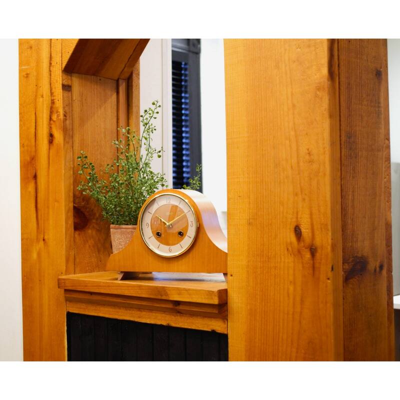 Vintage-Style Mantel Clock - 12" - Cherry Brown