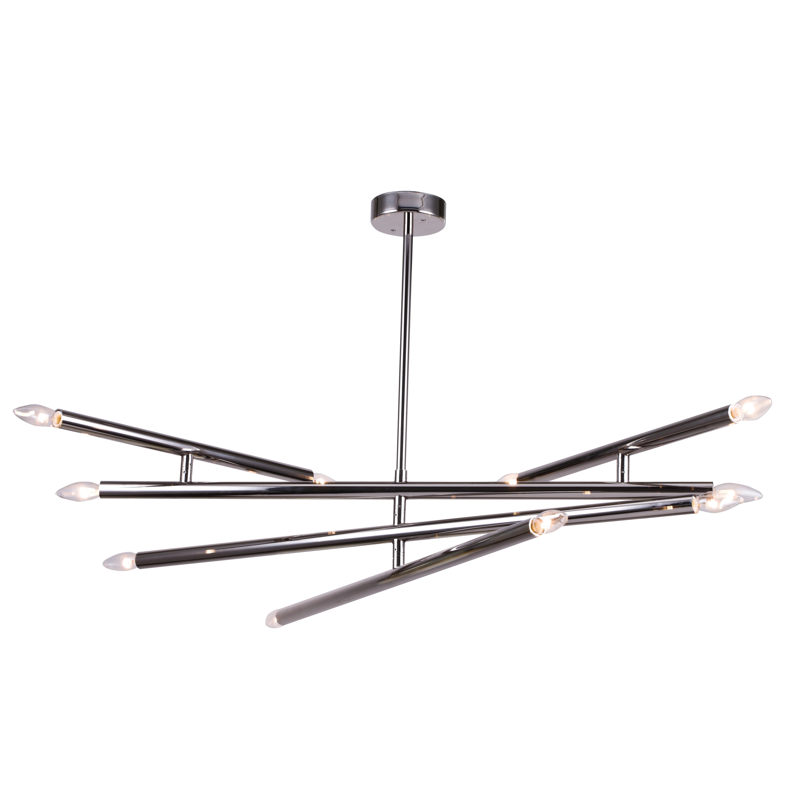 Modern 10-Light Shiny Nickel Linear Chandelier