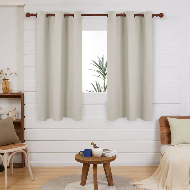Deconovo Grommet 38 Width Curtain (2 Panel) - 34x45 - Light Beige