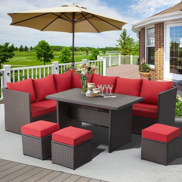 AECOJOY 7Piece Wicker Patio Set Rattan Sectional Sofa Set Bed Bath & Beyond 37194649