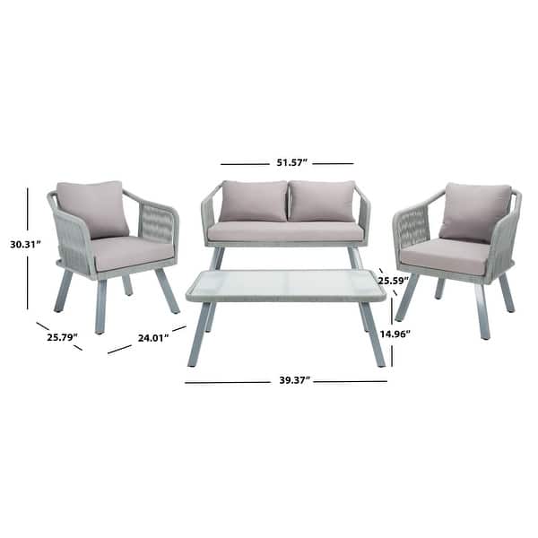 dimension image slide 2 of 3, SAFAVIEH Outdoor Torsla 4-Piece Rope Patio Set