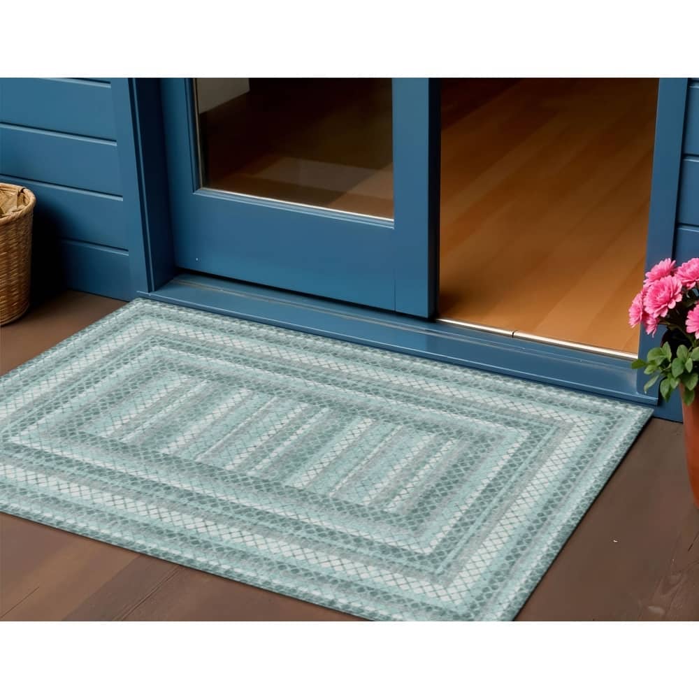 HomeRoots Geometric Transitional Rectangle Outdoor Rug