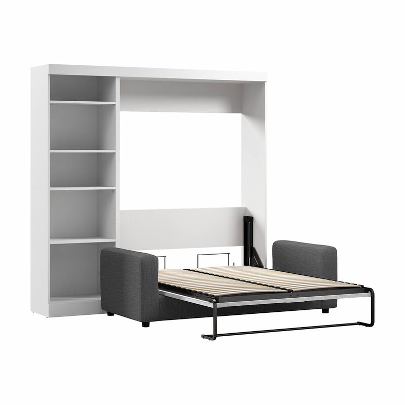 Queen Murphy Bed with Sofa and Shelving Unit (96W)