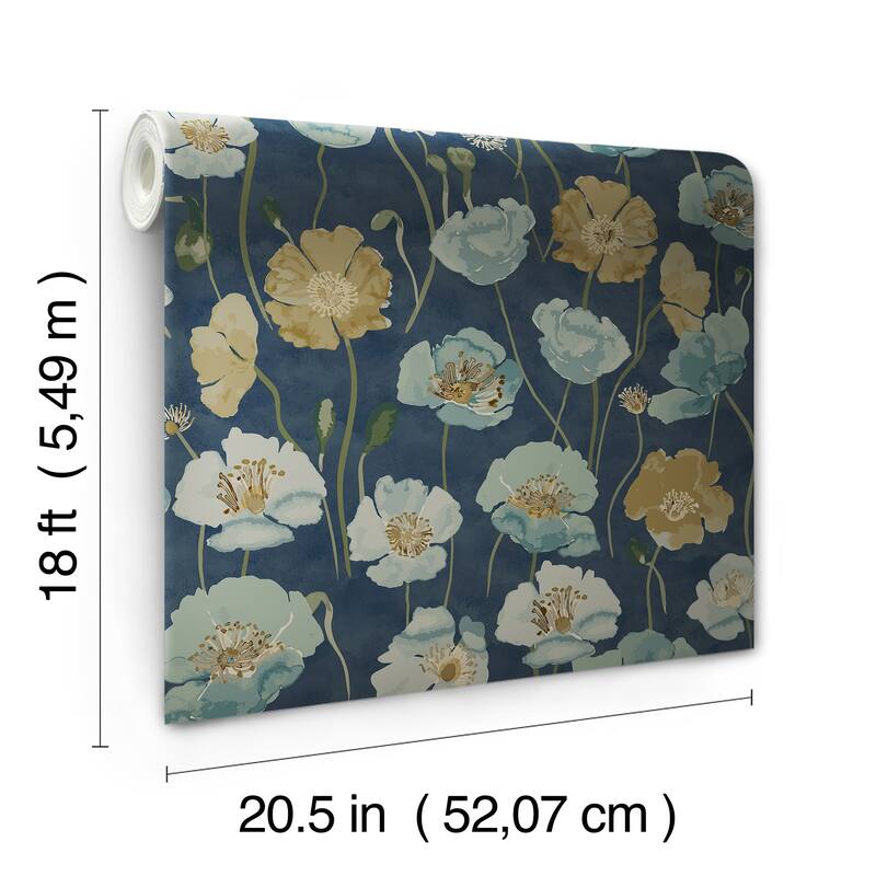 NuWallpaper Adelia Indigo Peel and Stick Wallpaper