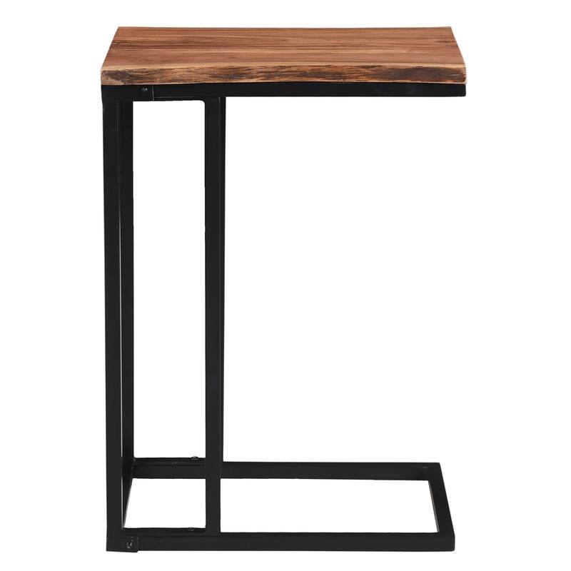 Rustic C-Frame Accent Table - 22" - Natural Brown and Black