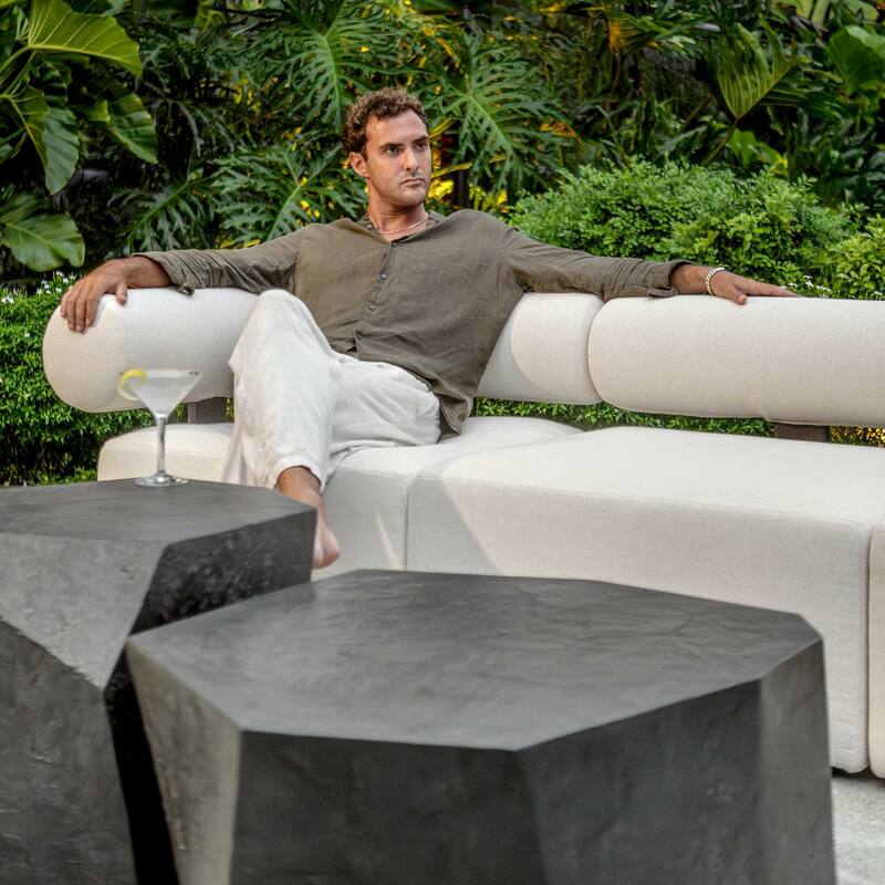Uttermost Bolster Back White Outdoor Corner Sofa