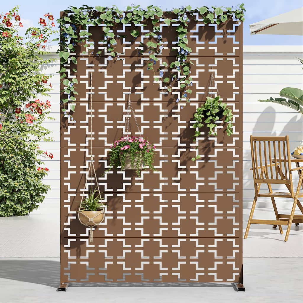Dovelina 6ft.x 4ft. Outdoor Freestanding Metal Privacy Screen Decorative Garden Fence - 72"x47"