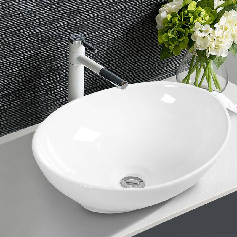 Costway Oval Bathroom Basin Ceramic Vessel Sink Bowl Vanity Porcelain