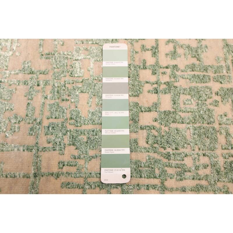 ECARPETGALLERY Hand-knotted Legacy Green Silk, Wool Rug - 2'6 x 12'3