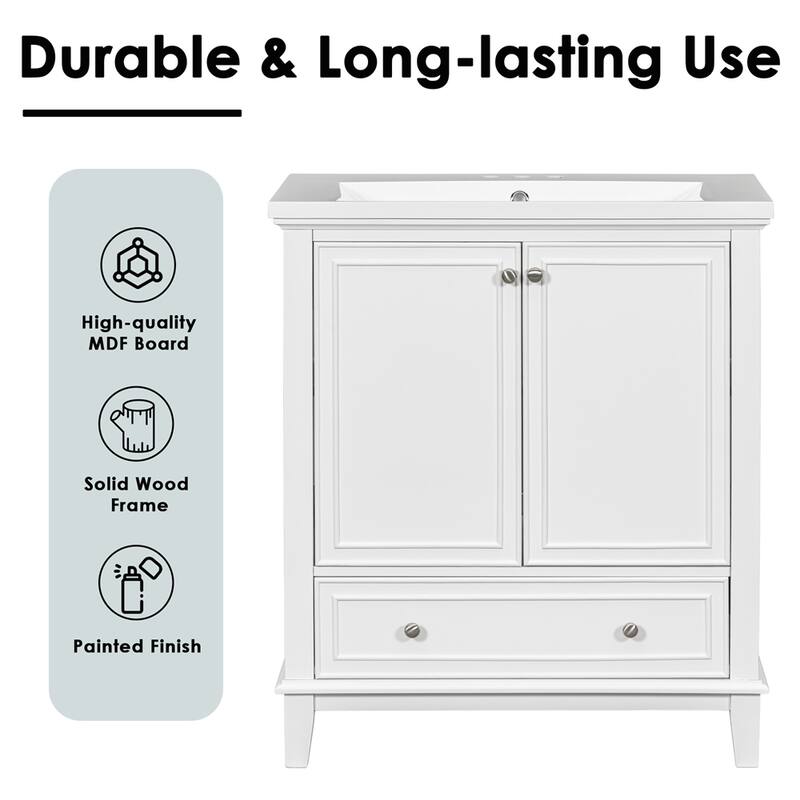 30" Multi-functional Bathroom Vanity without Sink, Base Only