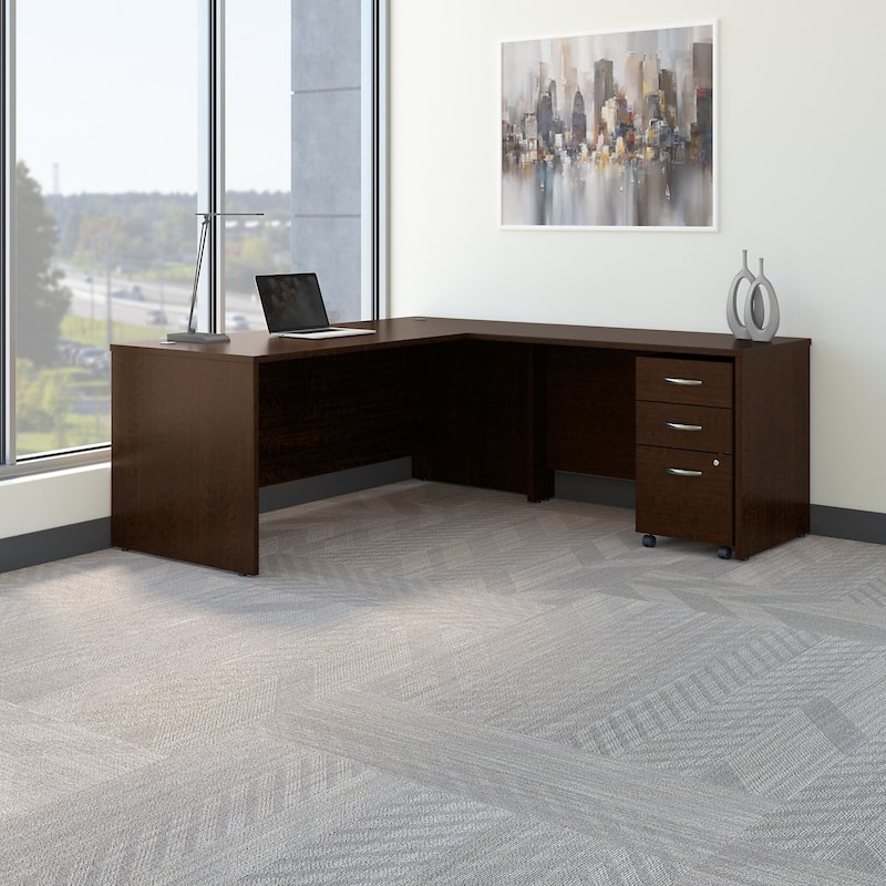 Series C 72W L Shaped Desk with Drawers by Bush Business Furniture - Mocha Cherry