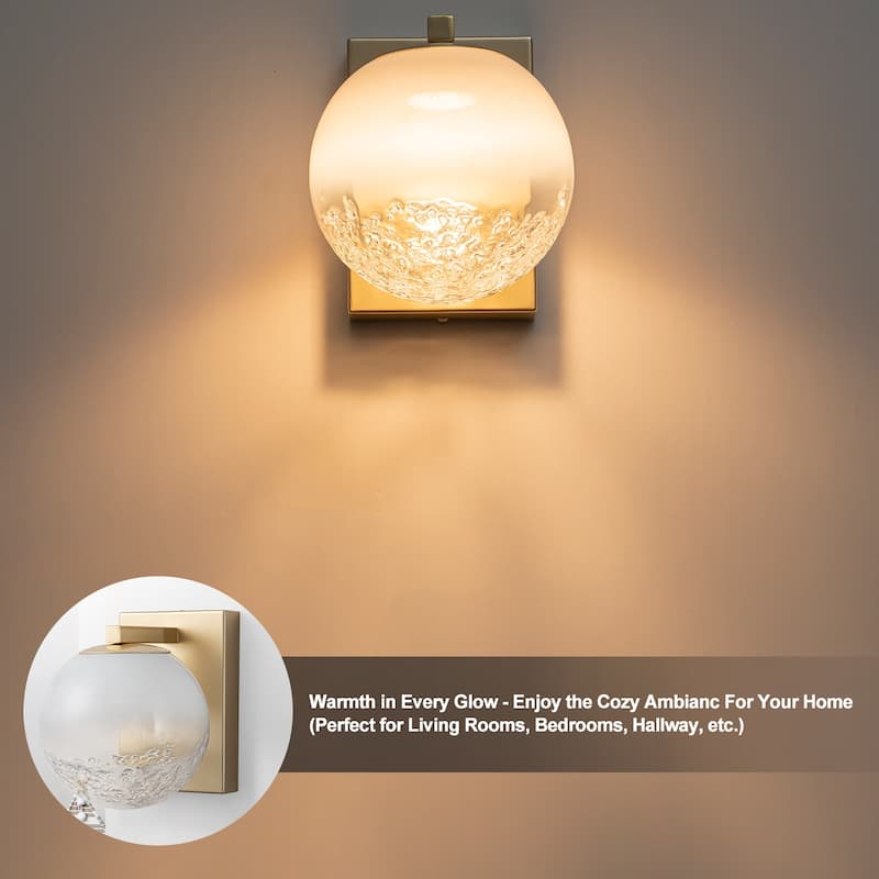 LED Wall Light with Clear-to-White Glass Globe Shade Dual Mount