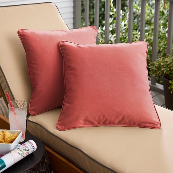 slide 2 of 13, Sunbrella Canvas Henna Corded Indoor/ Outdoor Pillow Set (Set of 2)